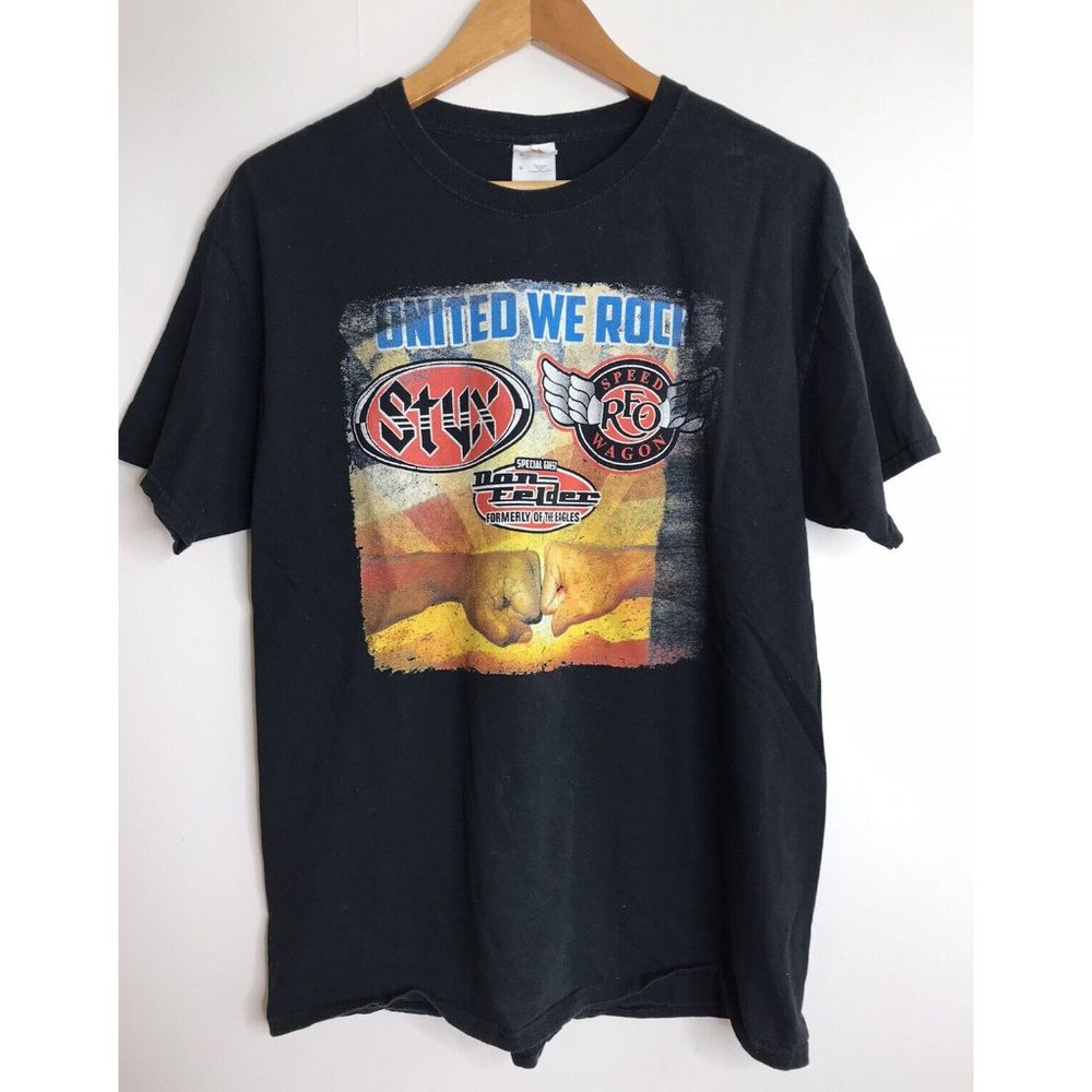 United We Rock Styx Don Felder REO Speedwagon 2017 Tour Men's Large T-Shirt